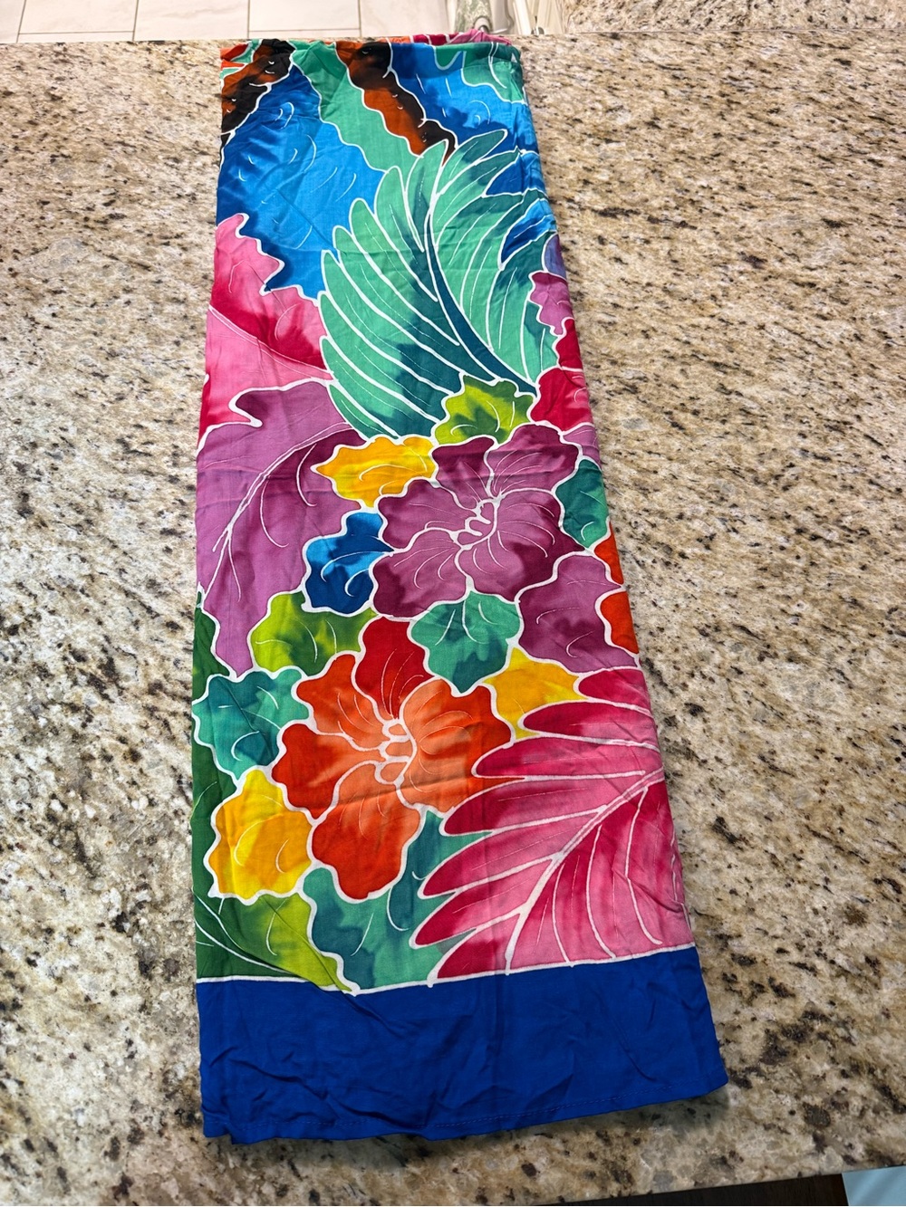 Colorful Tropical Large Floral Print Long Sarong Beach Coverup Swim Coverup OS